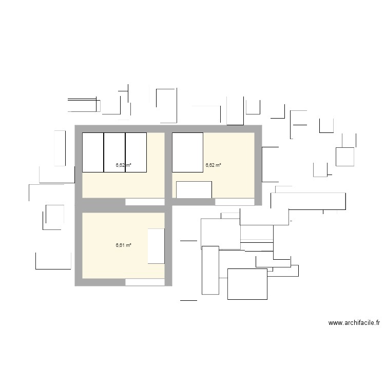 20m3. Plan de 3 pièces et 20 m2