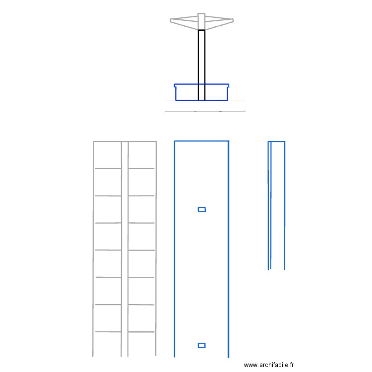 Piattaforme. Plan de 3 pièces et 2 m2