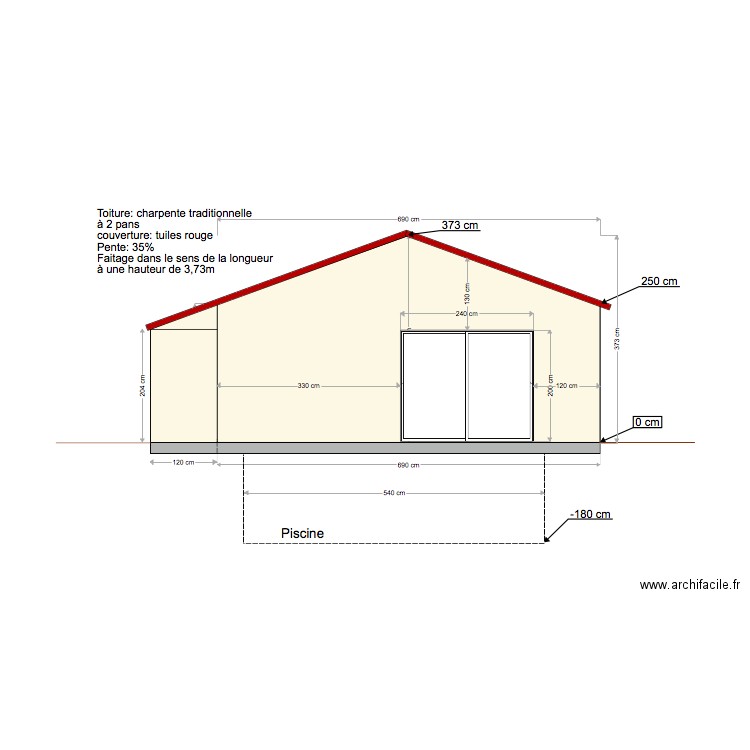 face ouest. Plan de 0 pièce et 0 m2