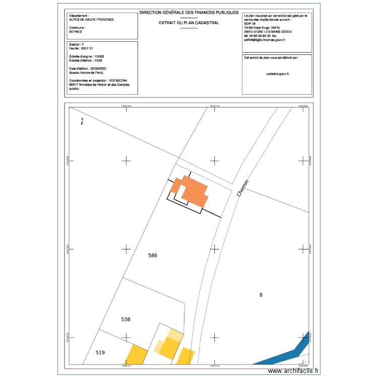 MASSE DAVID. Plan de 3 pièces et 86 m2