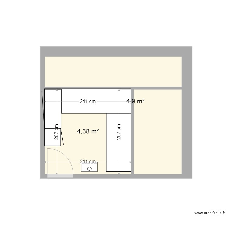 Sauna. Plan de 2 pièces et 9 m2