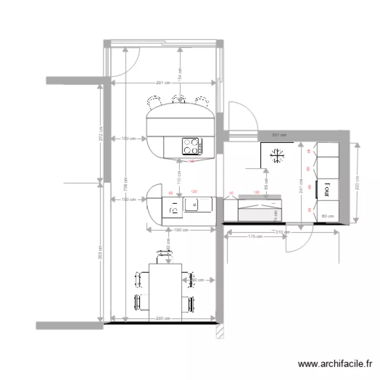 cuisine MARCHEPRIME meubl&eacute;e 1. Plan de 
