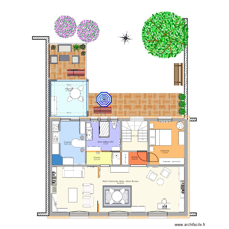 Etude3 RénovationExtension-BrigitteGDon. Plan de 8 pièces et 94 m2