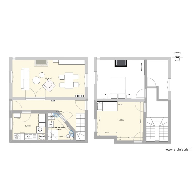 Chaumont. Plan de 6 pièces et 59 m2