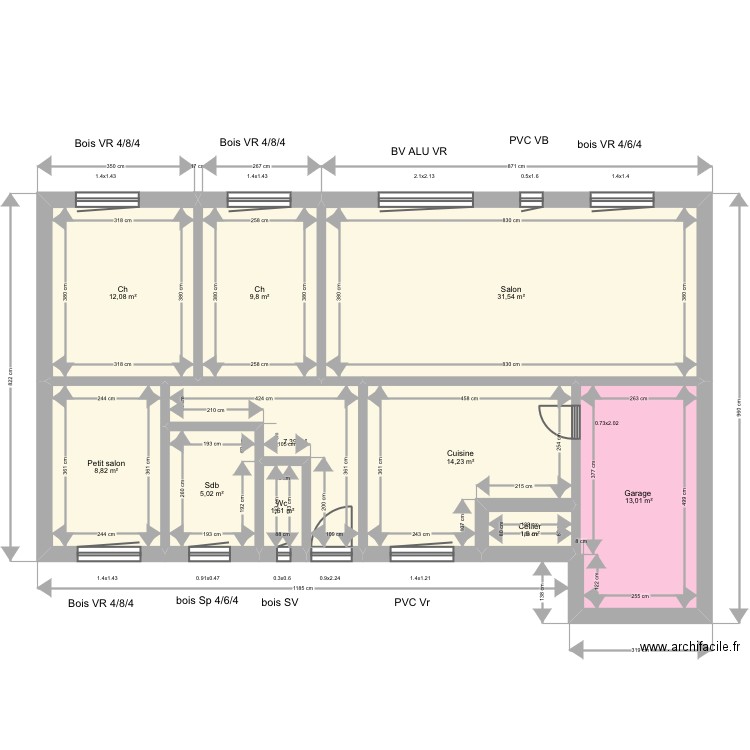 Dupeyron. Plan de 10 pièces et 105 m2