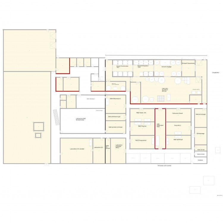 Phase 1 agrandissement Est locaux et équipement v3. Plan de 0 pièce et 0 m2