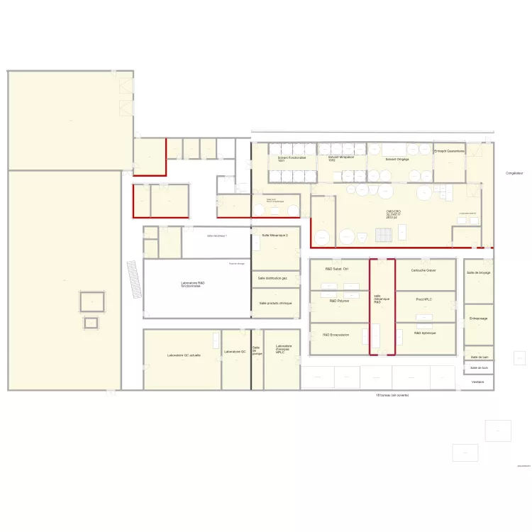 Phase 1 agrandissement Est locaux et &eacute;quipement v3. Plan de 