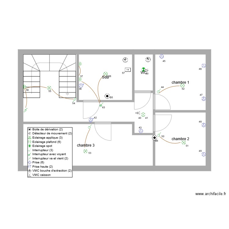 eclairage prise étage lebonhomme. Plan de 0 pièce et 0 m2