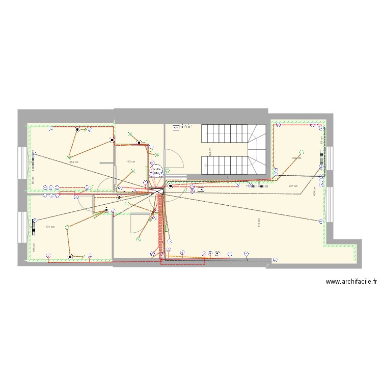 COURBET 1er ETAGE TRAVAUX NU Placo Elec Découpe. Plan de 0 pièce et 0 m2