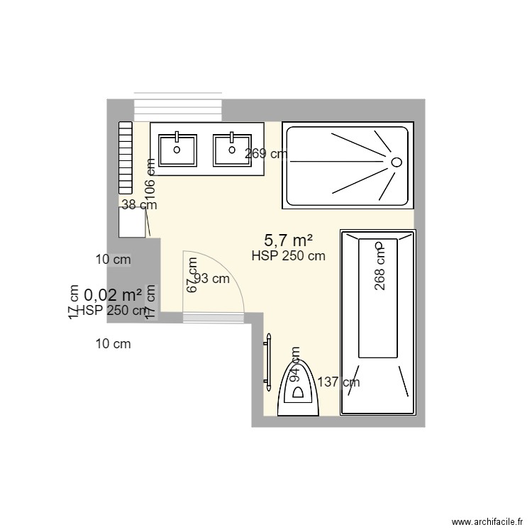 sdb. Plan de 0 pièce et 0 m2