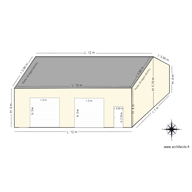 GARAGE FACADE 3D. Plan de 3 pièces et 103 m2