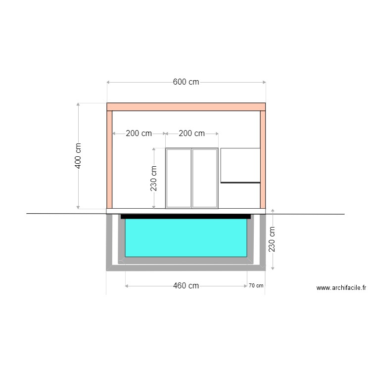 Plan de façade avec cave. Plan de 0 pièce et 0 m2