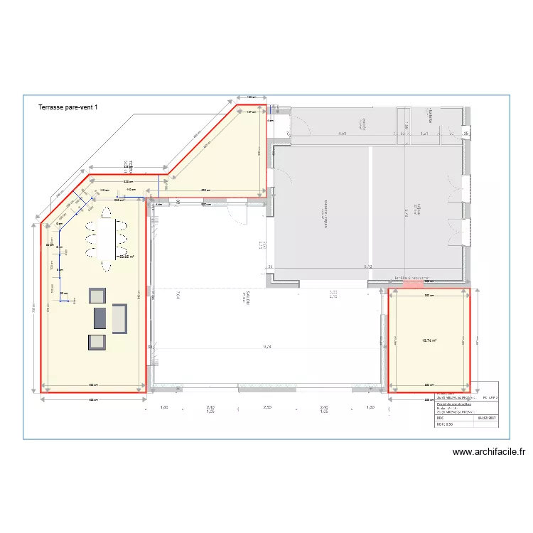 Terrasse pare vent 1. Plan de 