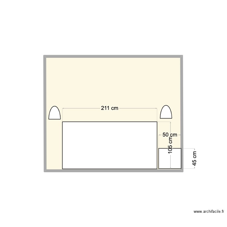 CHAMBRE 3 - MUR1. Plan de 1 pièce et 8 m2