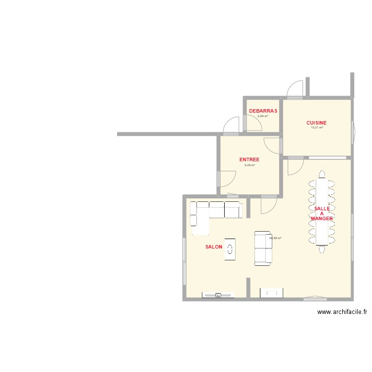 Extension Maison Lesparre. Plan de 4 pièces et 71 m2