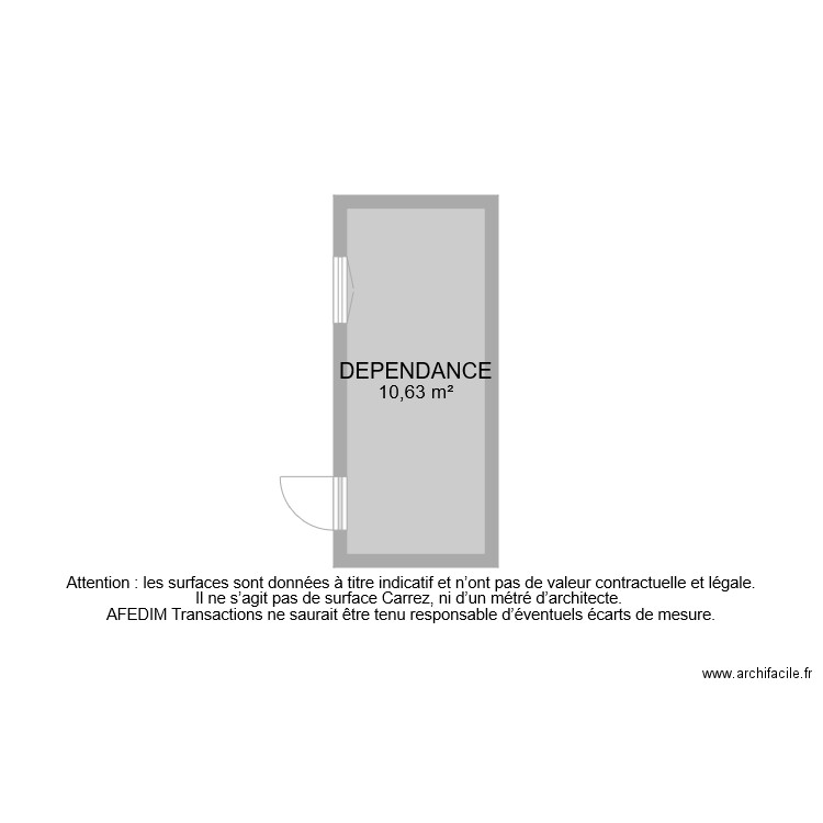 BI 7521 DEPENDANCE. Plan de 1 pièce et 11 m2