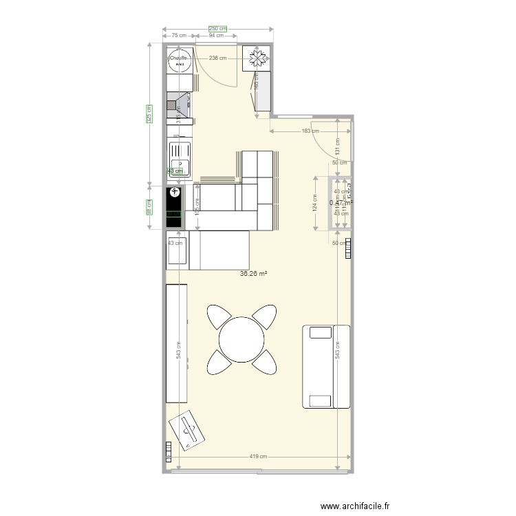  Rénovation cuisine Ker Avel Chauffe eau à la place du four. Plan de 0 pièce et 0 m2