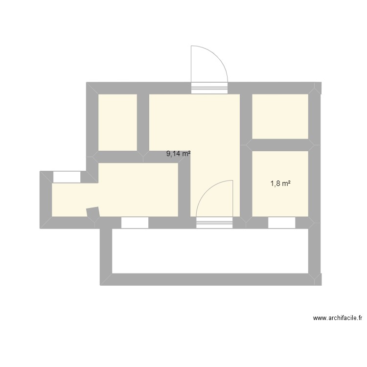 maison layan lesly. Plan de 2 pièces et 11 m2