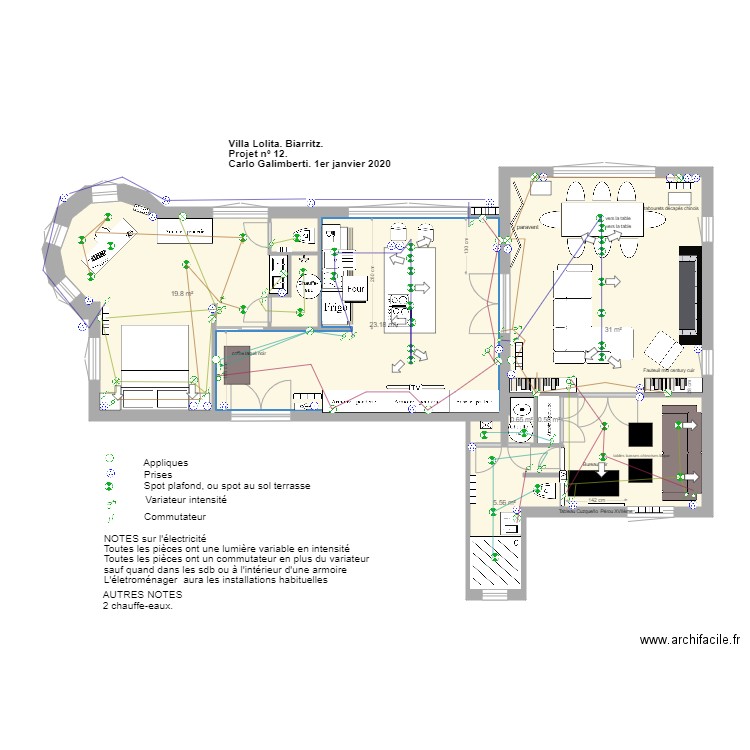 Villa Lolita Plan version n 12    1er janvier 2020. Plan de 0 pièce et 0 m2