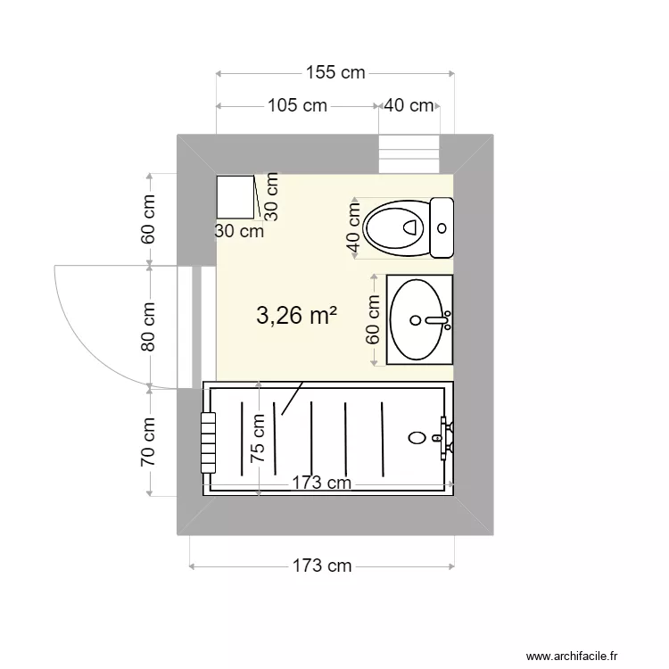 Plan de Salle de Bain n&deg;2. Plan de 