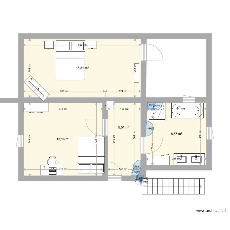 plans de la maison unifamiliale 2. Plan de 5 pièces et 43 m2