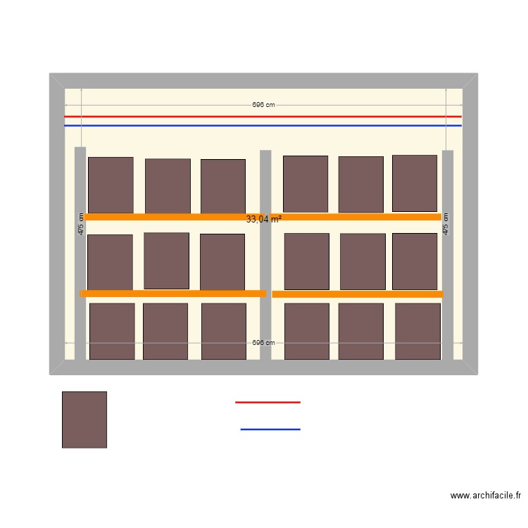 zone de stockage 1. Plan de 1 pièce et 33 m2