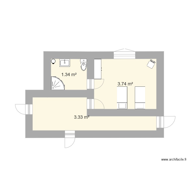 1 Plan de la chambre et du couloir Corse CM2. Plan de 0 pièce et 0 m2