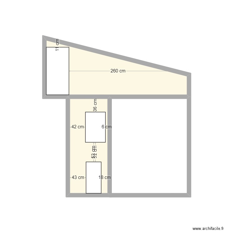 bergeon. Plan de 2 pièces et 6 m2