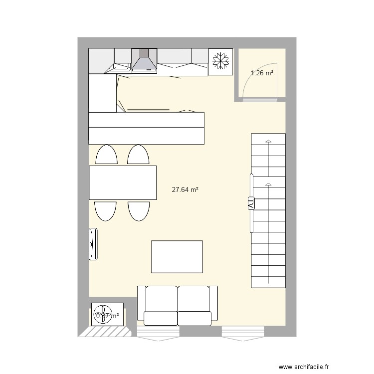 Etage Salon Séjour Cuisine. Plan de 0 pièce et 0 m2