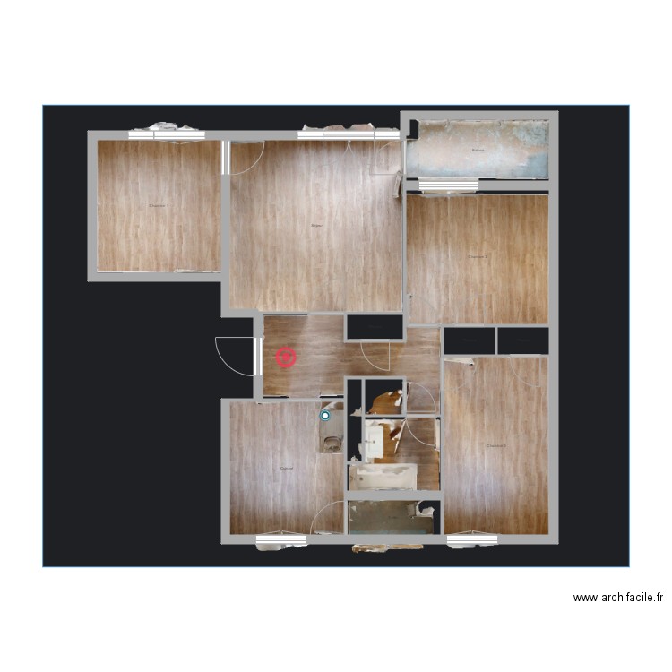 Costeux Matterport. Plan de 14 pièces et 75 m2