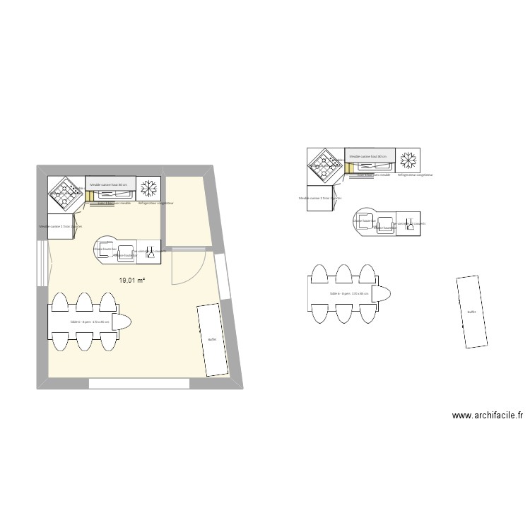 PLAN CUISINE. Plan de 1 pièce et 19 m2