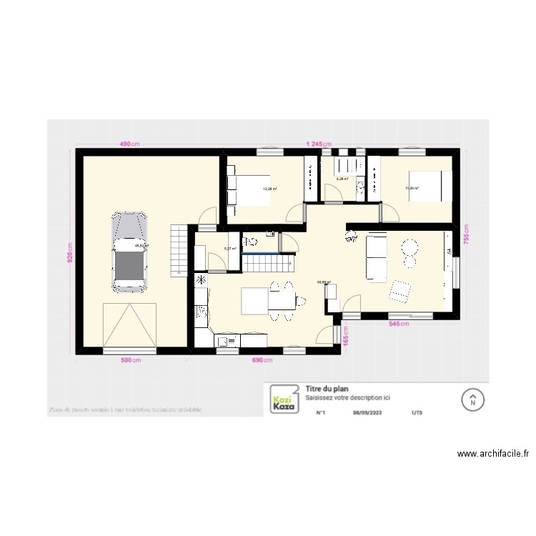 Benjamin Labat. Plan de 6 pièces et 130 m2