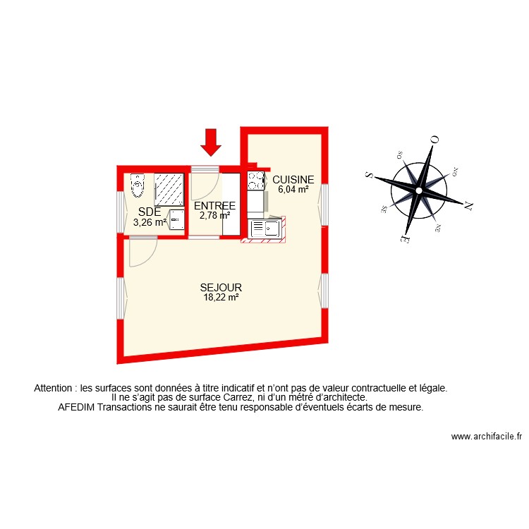 BI 8356. Plan de 5 pièces et 30 m2