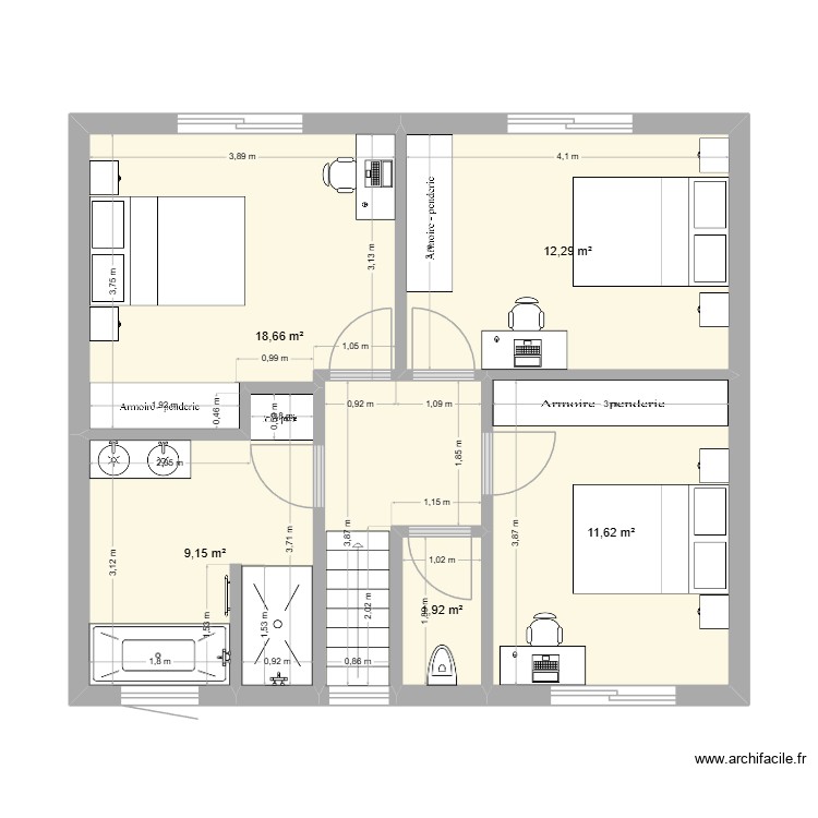 etage. Plan de 0 pièce et 0 m2