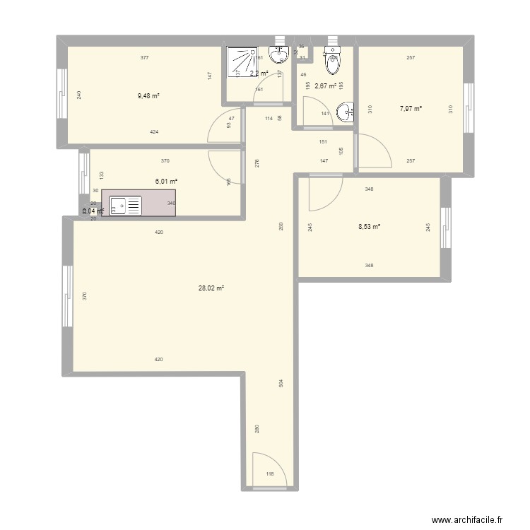 2 PLAN MAISON. Plan de 8 pièces et 65 m2