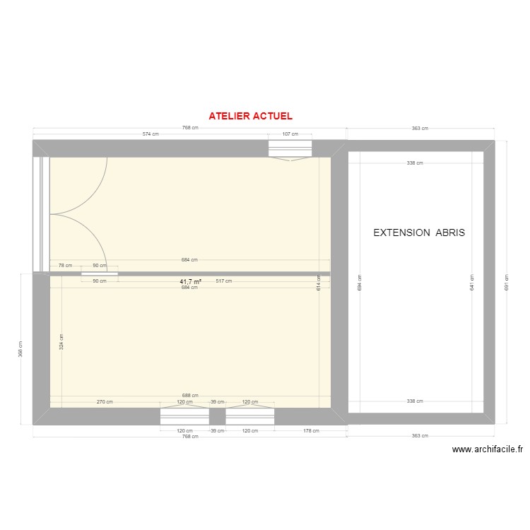 GOURSAT - RDC Atelier ACTUEL. Plan de 1 pièce et 42 m2