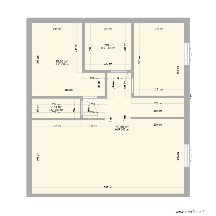 CLUZEAUD HOVAERE rdc EDL complet. Plan de 4 pièces et 60 m2