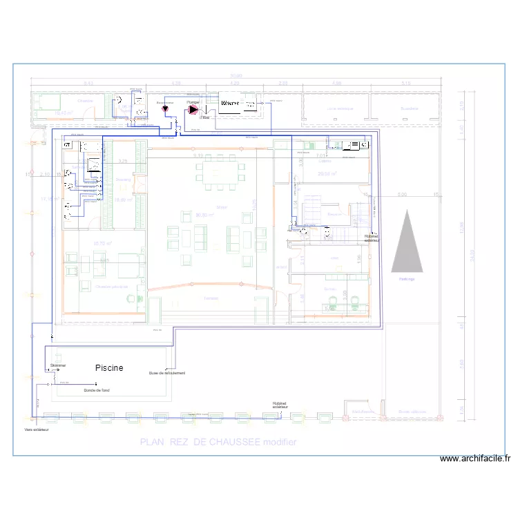 Plomberie RDC Maison DGA SCDP1. Plan de 0 pièce et 0 m2