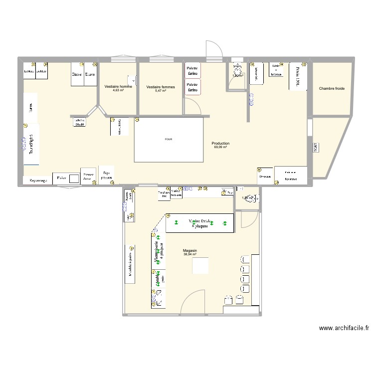 BOULANGERIE NOUSTY. Plan de 9 pièces et 129 m2