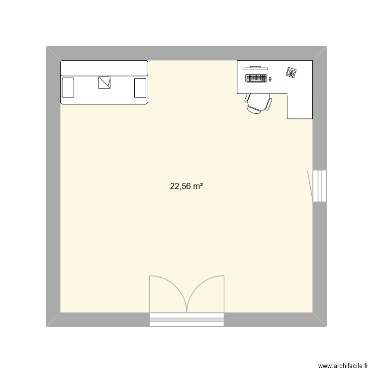 mamadou. Plan de 1 pièce et 23 m2