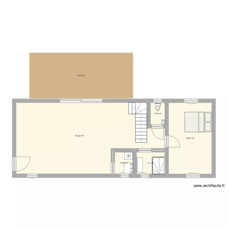 plan rdc 2. Plan de 5 Pièces et 65 m²