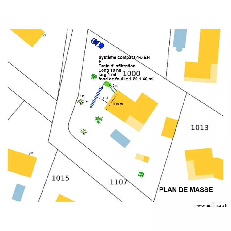 Plan de masse Carnin filtre compact drain. Plan de 