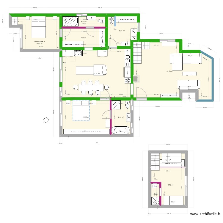 DEVOIS  1 PROJET 30 aug. Plan de 11 pièces et 137 m2