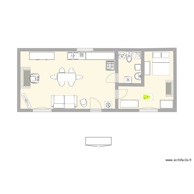 Maison 1. Plan de 3 pièces et 24 m2