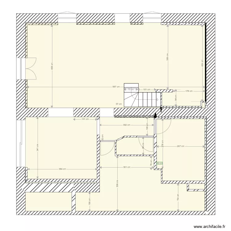 Maison RDC existant. Plan de 