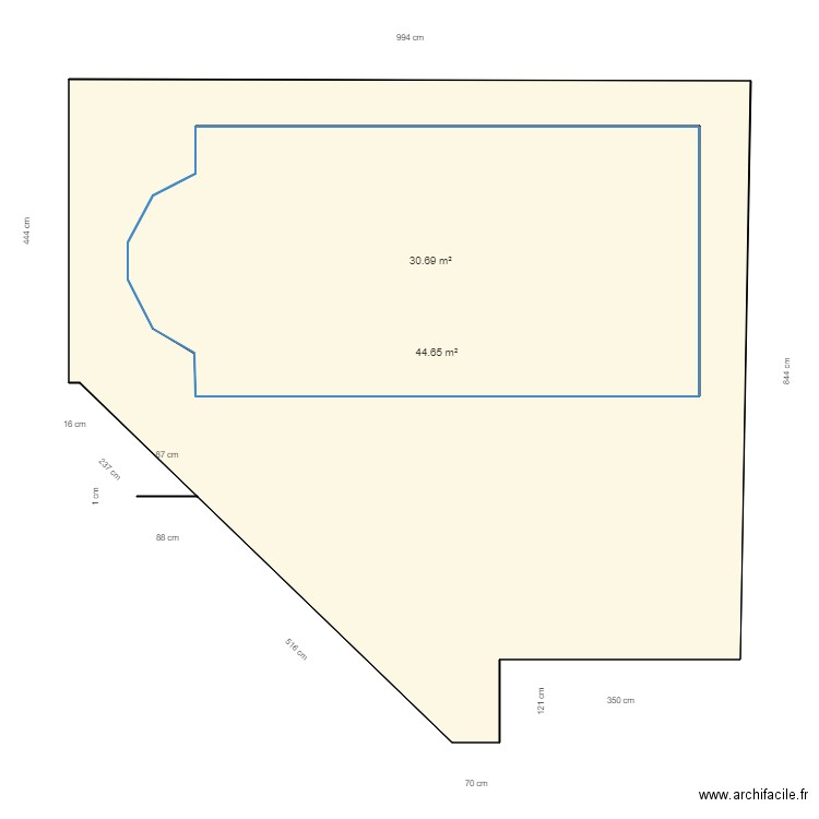 Duvila sorede. Plan de 2 pièces et 106 m2