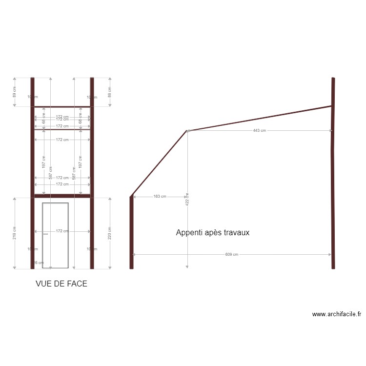 APPENTI APRES TRAVAUX. Plan de 2 pièces et 5 m2