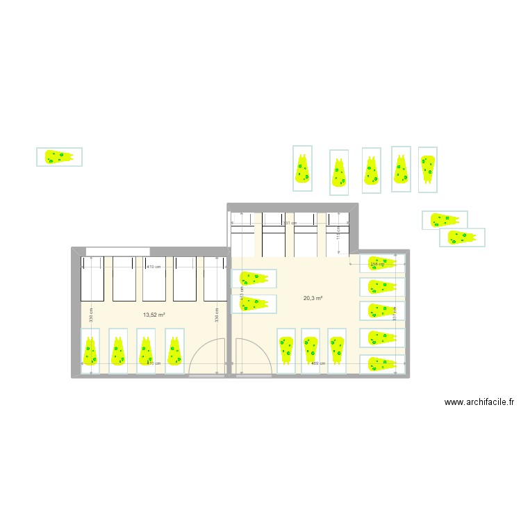 chambres ansellia. Plan de 2 pièces et 34 m2