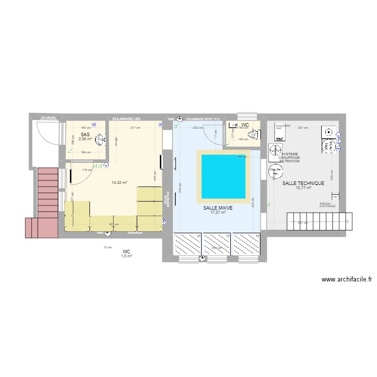 MIKVE 37. Plan de 5 pièces et 49 m2