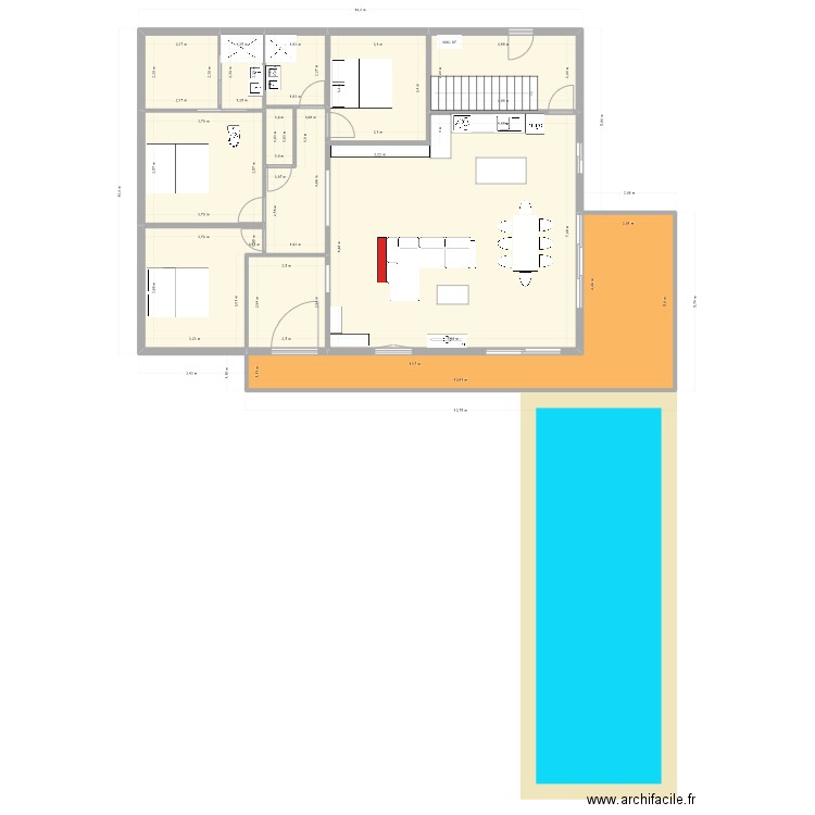 Maisonbis 3 ch. Plan de 12 pièces et 162 m2